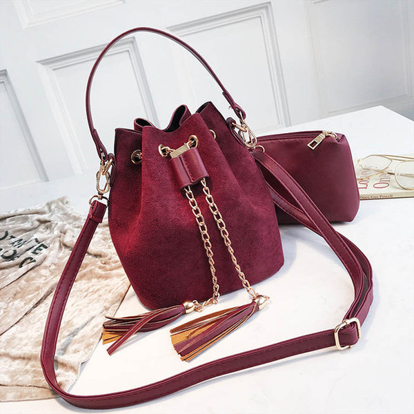VIP Mini Crossbody Handbags Cute Suede Bucket Bag Organizer Small Tassel PU Leather Womens Shoulder Messenger Bags Bolsos