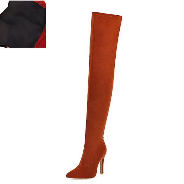 2019 brand Big large sizes 32-48 Women's shoes Boots thin High heels Over The Knee boots woman Red Black party shoes women