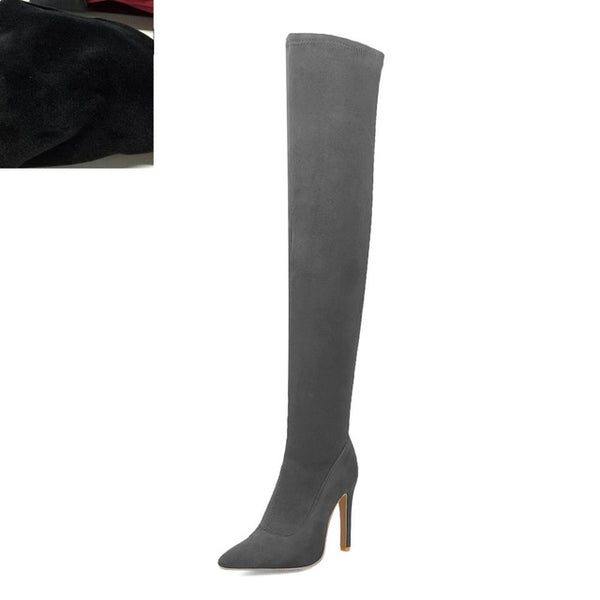 2019 brand Big large sizes 32-48 Women's shoes Boots thin High heels Over The Knee boots woman Red Black party shoes women