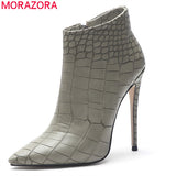 MORAZORA 2020 new arrival ankle boots women zip pointed toe autumn winter boots elegant high heels party wedding shoes female