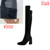 Sexy over the knee high boots woman suede leather thick high heels women boots autumn winter black gray party shoes woman