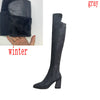 Sexy over the knee high boots woman suede leather thick high heels women boots autumn winter black gray party shoes woman