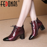 FEDONAS Elegant Women Pointed Toe Ankle Boots Warm Genuine Leather Female Chelsea Short Boots Office Party Basic Shoes Woman