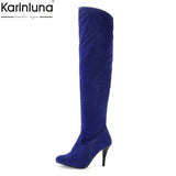 Karinluna Classic dropship large sizes 50 thin high heels Women's Shoes Woman 2019 sexy party women knee-high boots woman