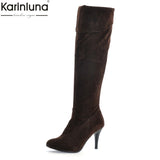 Karinluna Classic dropship large sizes 50 thin high heels Women's Shoes Woman 2019 sexy party women knee-high boots woman