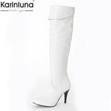 Karinluna Classic dropship large sizes 50 thin high heels Women's Shoes Woman 2019 sexy party women knee-high boots woman