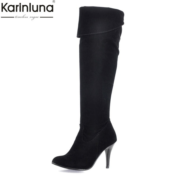 Karinluna Classic dropship large sizes 50 thin high heels Women's Shoes Woman 2019 sexy party women knee-high boots woman