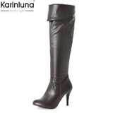 Karinluna Classic dropship large sizes 50 thin high heels Women's Shoes Woman 2019 sexy party women knee-high boots woman