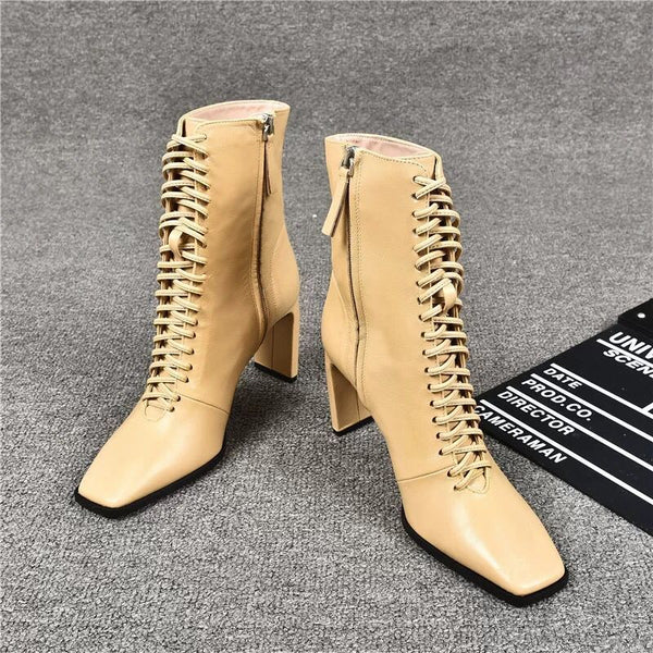 FACNDINLL 2020 new women ankle boots real leather zippers black blue sexy high heels boots autumn spring ankle boots party dress