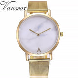 Vansvar Brand Creative Mesh Band Marble Quartz Watch Casual Women Stainless Steel Wristwatches Relogio Feminino Drop Shipping