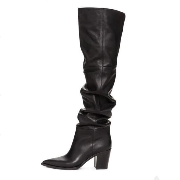 RIZABINA Size 36-43 Real Leather Women Over Knee Boots Fashion Brand Sexy High Heel Winter Shoes Women Party Street Footwear