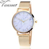 Vansvar Brand Fashion Silver And Gold Mesh Band Creative Marble Wrist Watch Casual Women Quartz Watches Gift Relogio Feminino