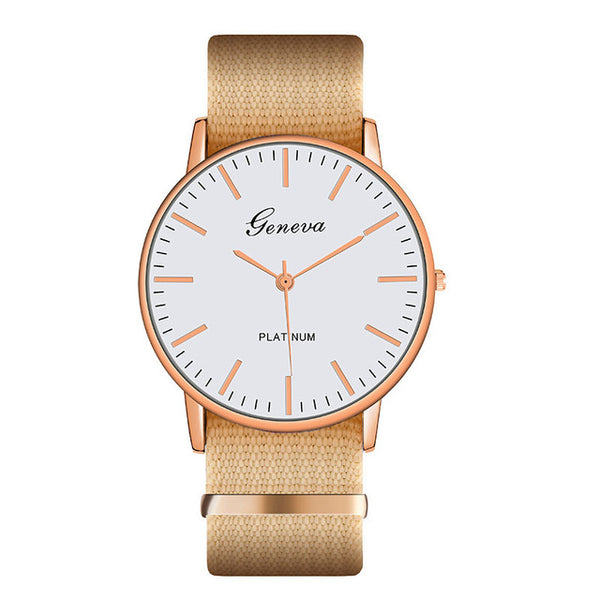 Exquisite simple Nylon strap women watches luxury fashion quartz wristwatches Geneva PLATINUM woman clock montre femme