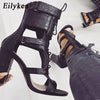 Eilyken 2020 New  Woman Sandals Cut-outs Peep Toe Gladiator Sandals Fashion Heels Serpentine Ladies Ankle Boots Sandals size 40