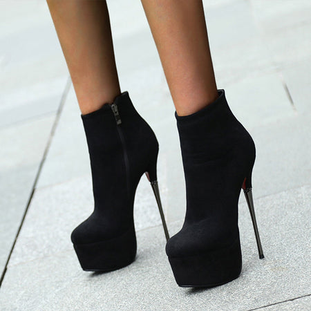 Sexy over the knee high boots woman suede leather thick high heels women boots autumn winter black gray party shoes woman