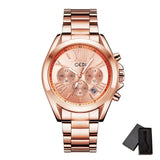 Luxury Rose Gold Women Casual Watch Waterproof Calendar Unique Quartz Business Dress Watches for Female Golden Lady Clock