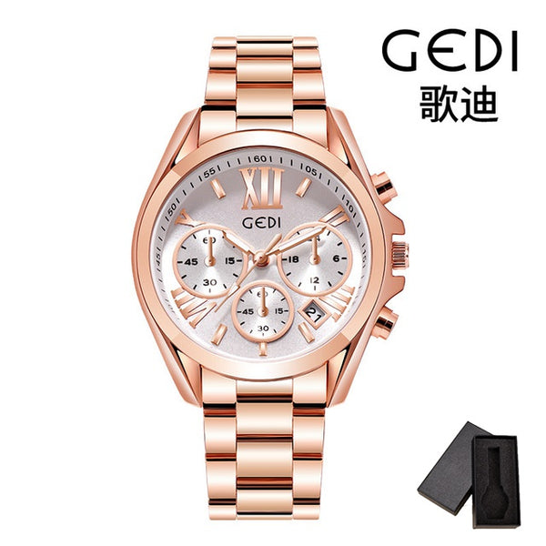 Luxury Rose Gold Women Casual Watch Waterproof Calendar Unique Quartz Business Dress Watches for Female Golden Lady Clock