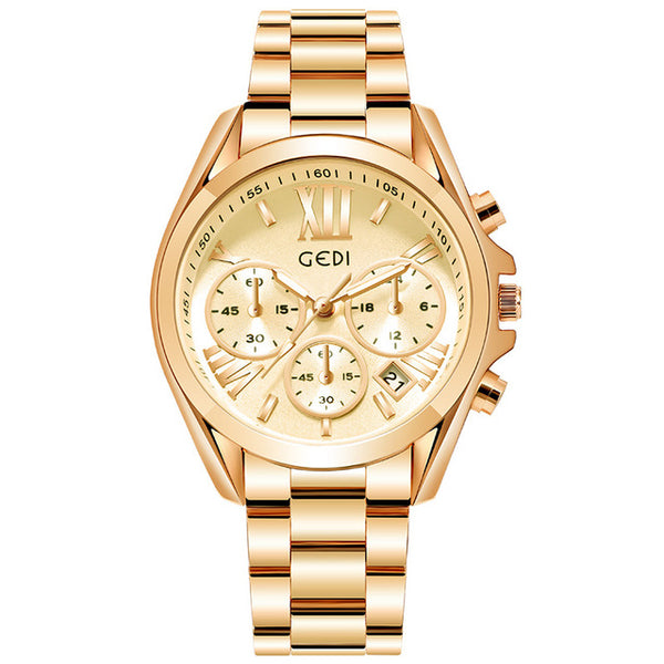 Luxury Rose Gold Women Casual Watch Waterproof Calendar Unique Quartz Business Dress Watches for Female Golden Lady Clock