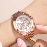 Luxury Rose Gold Women Casual Watch Waterproof Calendar Unique Quartz Business Dress Watches for Female Golden Lady Clock