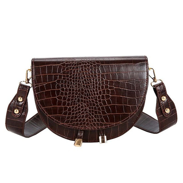 Famous Design Pu Leather Women Crossbody Bags Shopping Street Female Handbags Crocodile Semicircle Luxury Purse Shoulder Bags