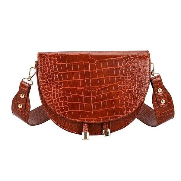 Famous Design Pu Leather Women Crossbody Bags Shopping Street Female Handbags Crocodile Semicircle Luxury Purse Shoulder Bags