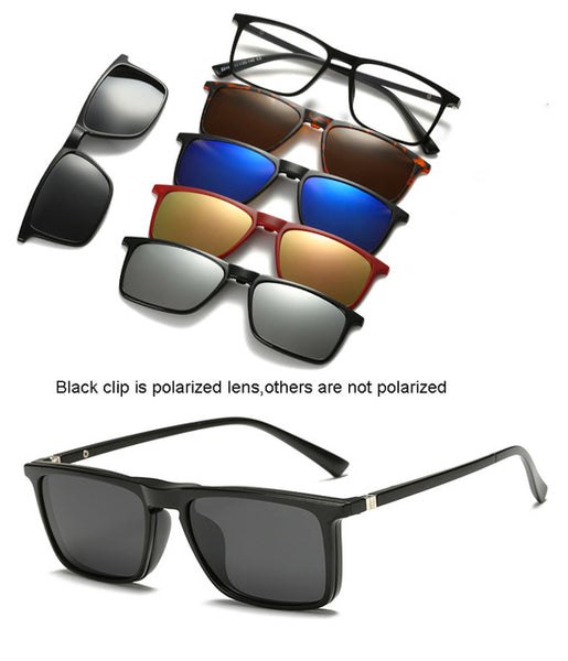 HJYFINO 5 lenes Magnet Sunglasses Clip Mirrored Clip on Sunglasses clip on glasses Men Polarized Clip Custom Prescription Myopia