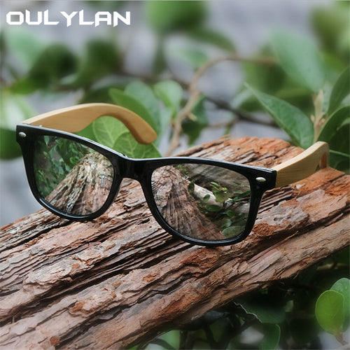 Oulylan Vintage Wooden Leg Sunglasses Men Women Luxury Brand Designer Bamboo Sun Glasses Ladies Retro UV400 Driving Goggles