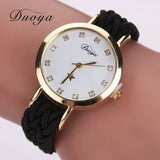 Drop Shipping Fashion Women Gold Braided Leather Wrist Watch For Women Ladies Star Crystal Luxury Crystal Quartz Watch Clock