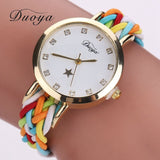 Drop Shipping Fashion Women Gold Braided Leather Wrist Watch For Women Ladies Star Crystal Luxury Crystal Quartz Watch Clock