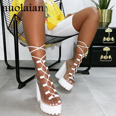 Female Sandals Womens Shoes Summer Fashion Bling Rhinestone Mesh Ladies Shoes Peep Toe Sexy High Heels Party Summer Boots