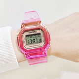 Rose Gold Women Digital Watch Multifunction Waterproof Women Watches Gradient Unisex Male Watch Rectangle Children Sport Watches