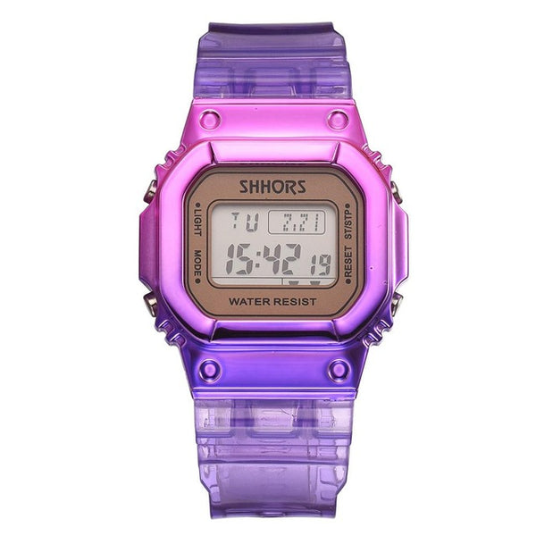 Rose Gold Women Digital Watch Multifunction Waterproof Women Watches Gradient Unisex Male Watch Rectangle Children Sport Watches