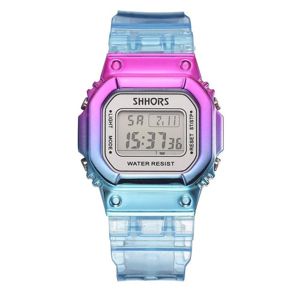 Rose Gold Women Digital Watch Multifunction Waterproof Women Watches Gradient Unisex Male Watch Rectangle Children Sport Watches