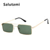 Square Women‘s Sunglasses Alloy Metal Small Frame Clear Double Bridge Men's Sun Glasses Vintage Chic Female Shades Red Yellow