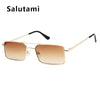 Square Women‘s Sunglasses Alloy Metal Small Frame Clear Double Bridge Men's Sun Glasses Vintage Chic Female Shades Red Yellow