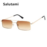 Square Women‘s Sunglasses Alloy Metal Small Frame Clear Double Bridge Men's Sun Glasses Vintage Chic Female Shades Red Yellow