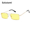 Square Women‘s Sunglasses Alloy Metal Small Frame Clear Double Bridge Men's Sun Glasses Vintage Chic Female Shades Red Yellow