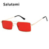 Square Women‘s Sunglasses Alloy Metal Small Frame Clear Double Bridge Men's Sun Glasses Vintage Chic Female Shades Red Yellow