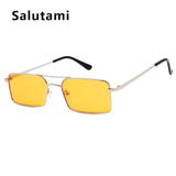 Square Women‘s Sunglasses Alloy Metal Small Frame Clear Double Bridge Men's Sun Glasses Vintage Chic Female Shades Red Yellow