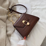 Stone Pattern PU Leather Crossbody Bags For Women 2020 Small Totes With Metal Handle Lady Shoulder Messenger Bag Handbags