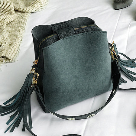 Vintage Tassel Crossbody Bucket Bag Luxury Woman Bag Female Shoulder Handbags  Drawstring Messenger Crossbody Bags Sac Main