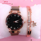 2019 New brand Starry Sky Women Watch Fashion Elegant Magnet Buckle Vibrato Purple Gold Ladies Wristwatch Luxury Women Watches