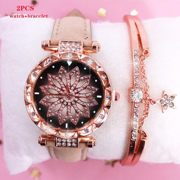 2019 New brand Starry Sky Women Watch Fashion Elegant Magnet Buckle Vibrato Purple Gold Ladies Wristwatch Luxury Women Watches