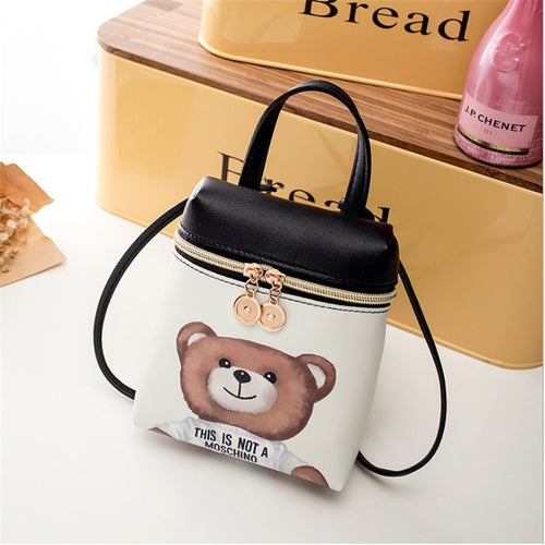 New Women's Mobile Phone Bag Cartoon Female Messenger Shoulder Bags Crossbody Cute Fashion Leather Bags Mini Bear Handbags