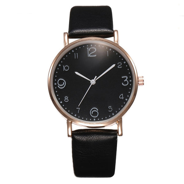 Top Style Fashion Women's Luxury Leather Band Analog Quartz Wrist Watch Golden Ladies Watch Women Dress Reloj Mujer Black Clock