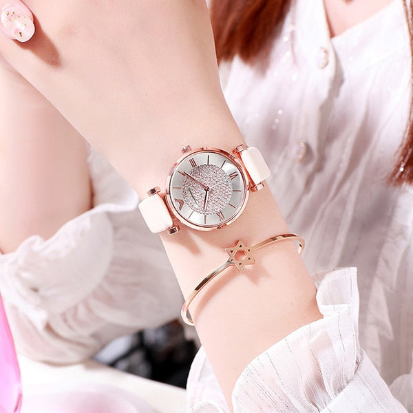 Women Watches 2019 Luxury Diamond Rose Gold Ladies Wrist Watches Magnetic Women Bracelet Watch For Female Clock Relogio Feminino