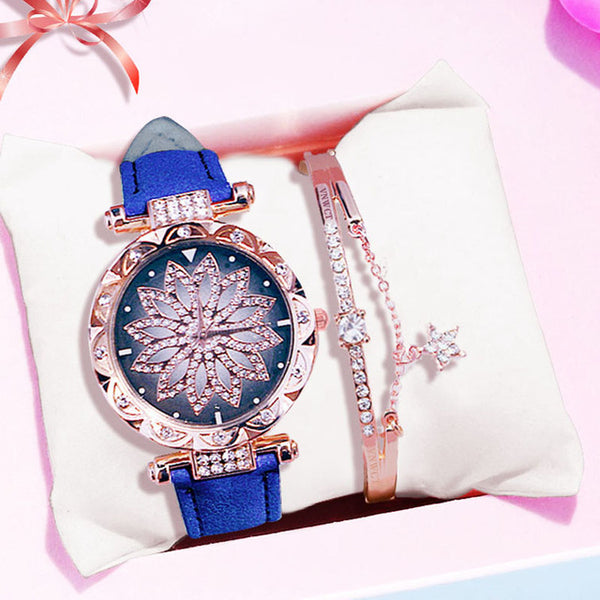 Luxury Women Watches Bracelet set Starry Sky Ladies Bracelet Watch Casual Leather Quartz watch Wristwatch Clock Relogio Feminino