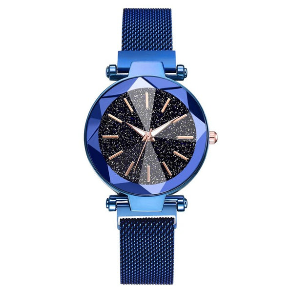 Luxury Starry Sky Stainless Steel Mesh Bracelet Watches For Women Crystal Analog Quartz Wristwatches Ladies Sports Dress Clock