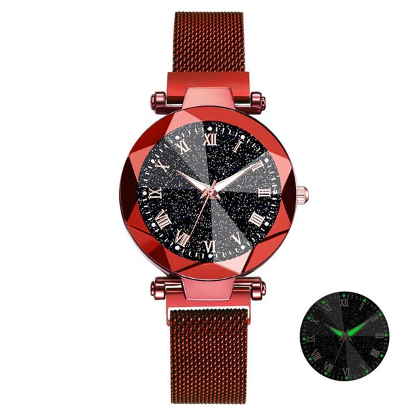 Luxury Starry Sky Stainless Steel Mesh Bracelet Watches For Women Crystal Analog Quartz Wristwatches Ladies Sports Dress Clock