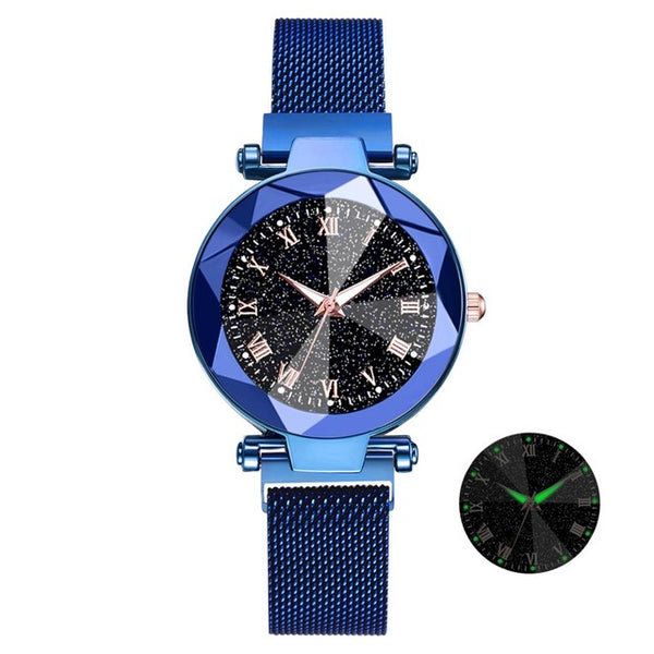 Luxury Starry Sky Stainless Steel Mesh Bracelet Watches For Women Crystal Analog Quartz Wristwatches Ladies Sports Dress Clock